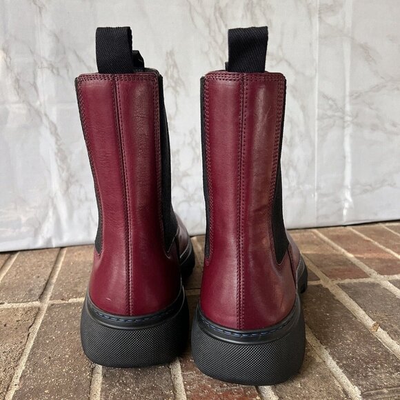 $1290 BURBERRY Gabriel Creeper Pull On Chelsea Boots Plum Leather Men EU 42 US 9 - Picture 6 of 10